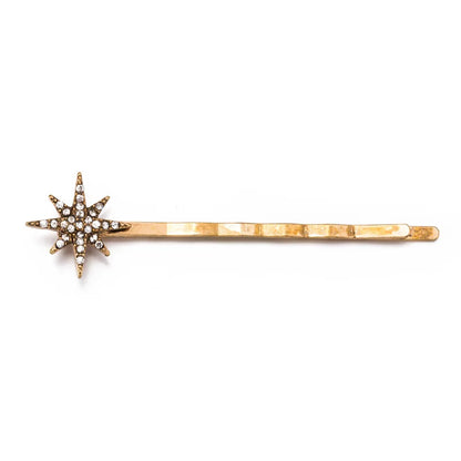 Geometric Stars & Moon Rhinestone Hair Clip Set - Top-Rated Bridal Hairpins for Women Antique Gold-1
