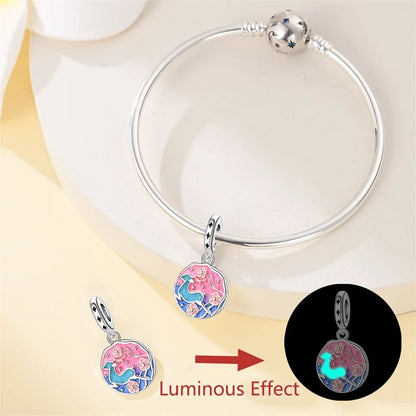 925 Sterling Silver Luminous Lantern Angel Cat Charm