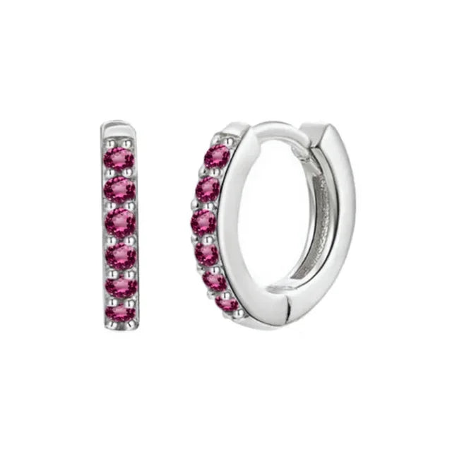 Rose Red Zircon Hoop Earrings for Women Minimalist Dangle Party Jewelry Trend 2025