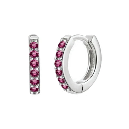 Rose Red Zircon Hoop Earrings for Women Minimalist Dangle Party Jewelry Trend 2025