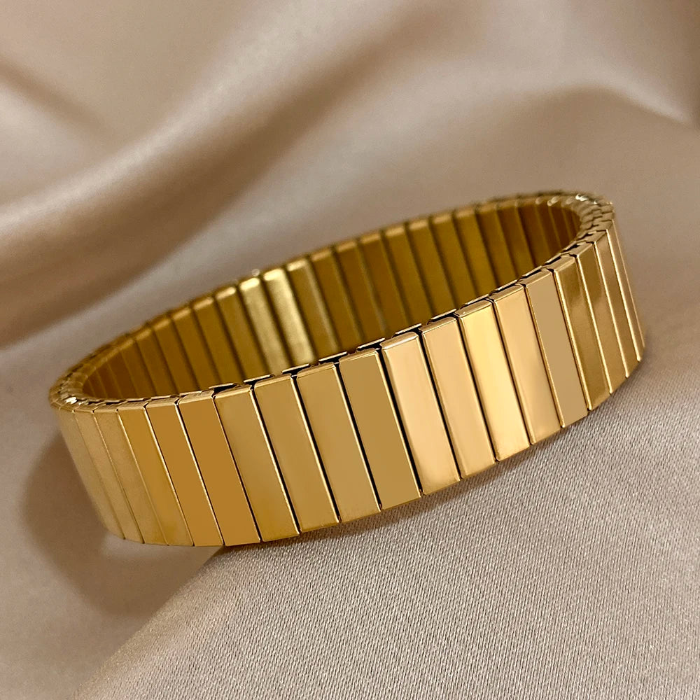 Vintage Punk Stainless Steel Mesh Cuff Bracelet for Women and Men