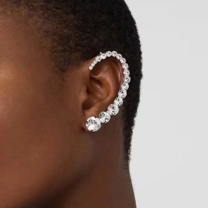 Stonefans Elegant Rhinestone Geometric Arc Earrings for Women