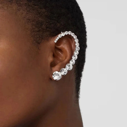 Stonefans Elegant Rhinestone Geometric Arc Earrings for Women