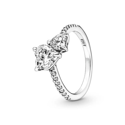 Heartfelt Elegance Red Pink Heart Zircon Ring for Women Sizes 6 to 9 PAR285