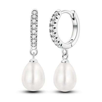 925 Silver Geometric Hoop Earrings for Women with Zircon Moon and Heart Design Fashion Jewelry Gift