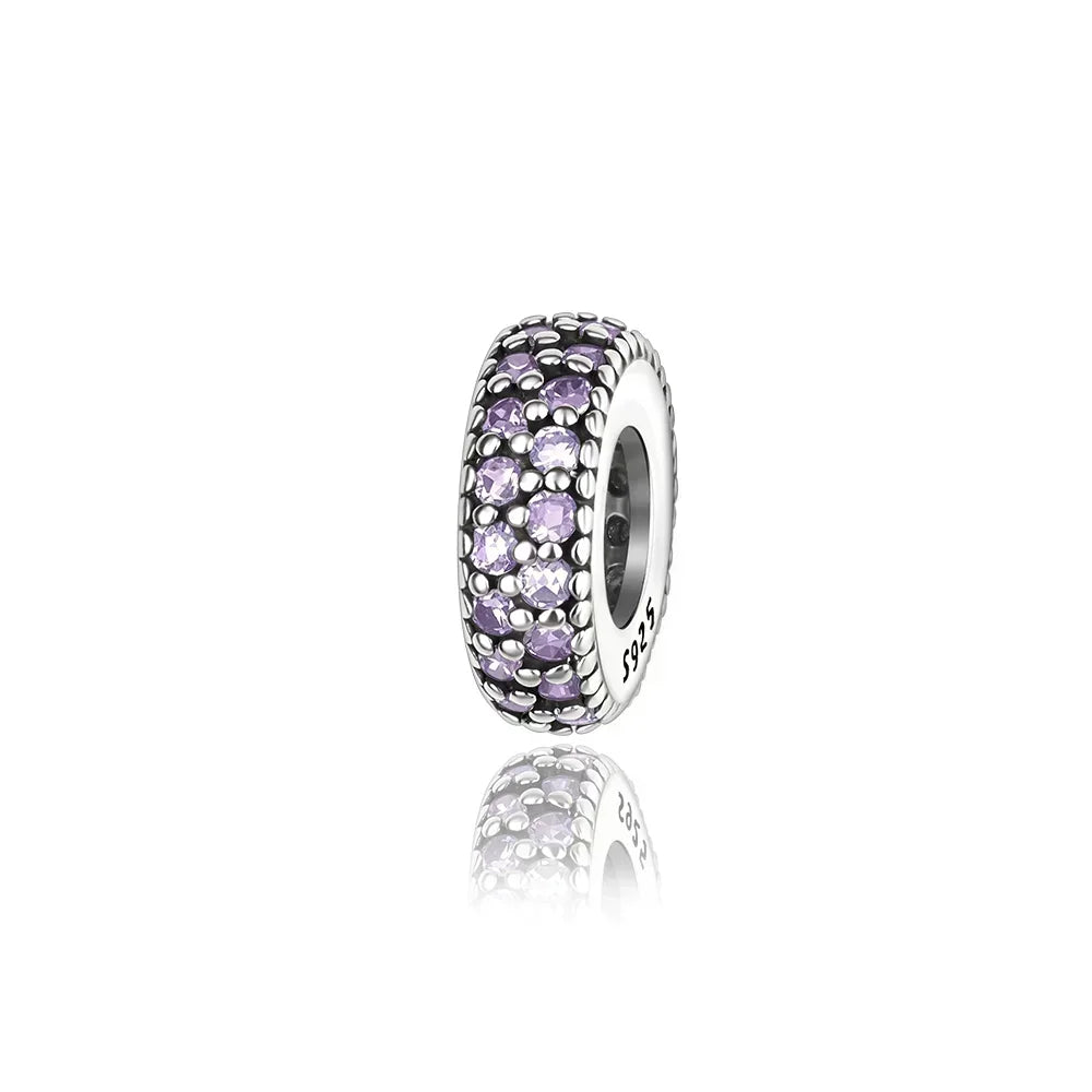925 Sterling Silver Heart Blooming Rose Full Diamond Zircon Charms Pendant Beads for Bracelets and Necklaces