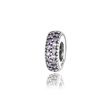 925 Sterling Silver Heart Blooming Rose Full Diamond Zircon Charms Pendant Beads for Bracelets and Necklaces