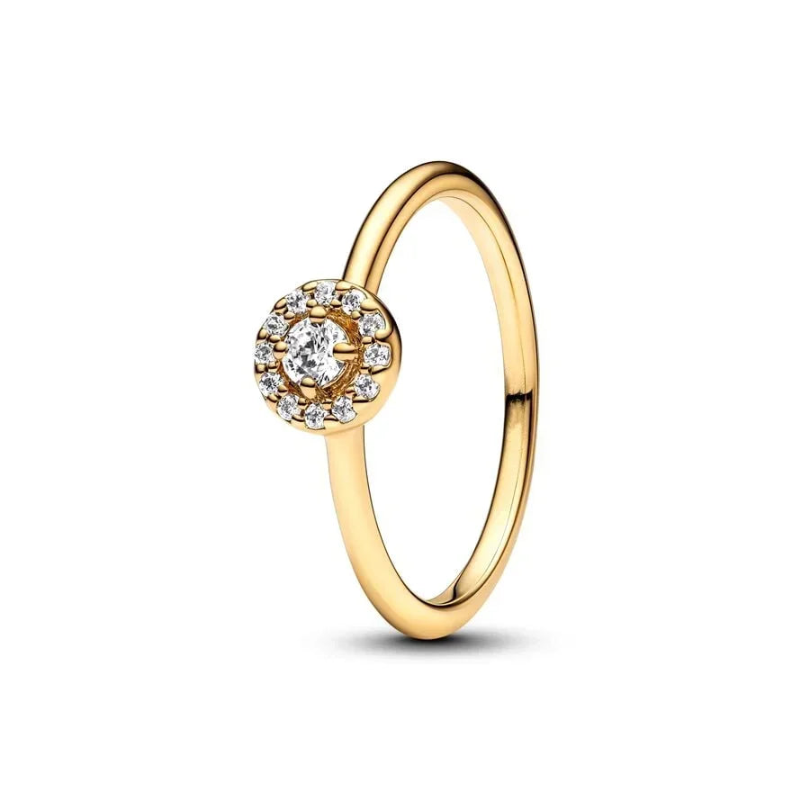 Original 925 Sterling Silver Heart Crown Bow Moon Ring with Colorful Crystal for Women Elegant Fine Jewelry Gift AMR057
