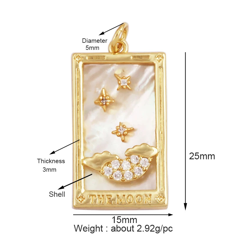 Gold-Plated Celestial Moon Star Charm Pendant with Cubic Zirconia for Jewelry Making