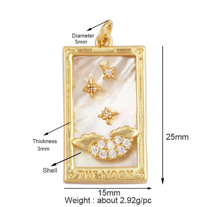 Gold-Plated Celestial Moon Star Charm Pendant with Cubic Zirconia for Jewelry Making