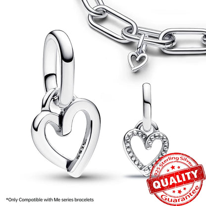 Elegant 925 Sterling Silver Pearl Heart Key Pendant for Bracelets and Necklaces FCC343