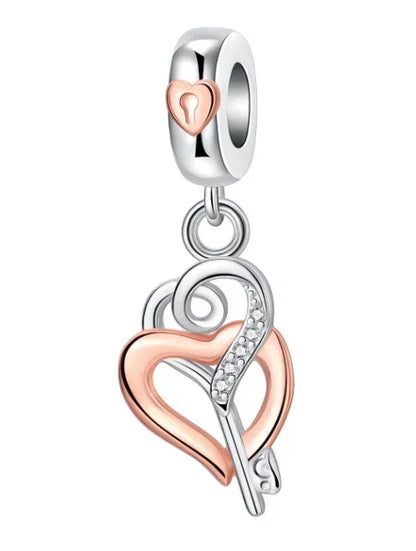 Sparkling Birthstone Heart Charm 925 Sterling Silver Pendant Bead for Mom DIY Jewelry Gift