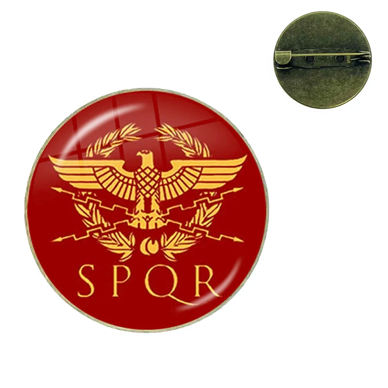 Vintage Roman Empire Legion Glass Cabochon Brooch Pins for Men and Women