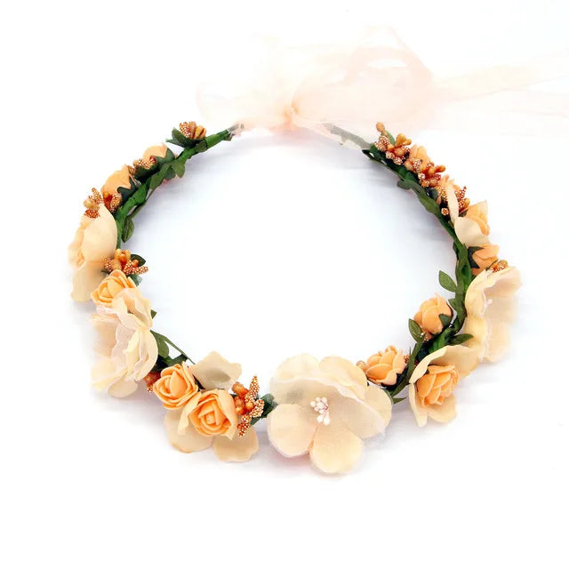 Elegant Bohemian Pearl Floral Headband for Romantic Beach Weddings