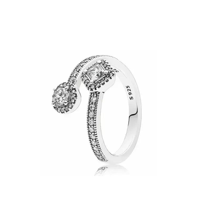 Original 925 Sterling Silver Heart Crown Bow Moon Shell Colorful Crystal Ring for Women Fine Jewelry Gift XR185