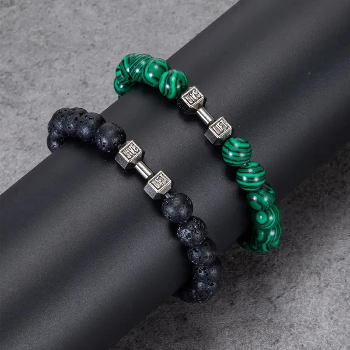 Men's Fashion Dumbbell Charm Stone Bracelets Set - 4 Unique Styles