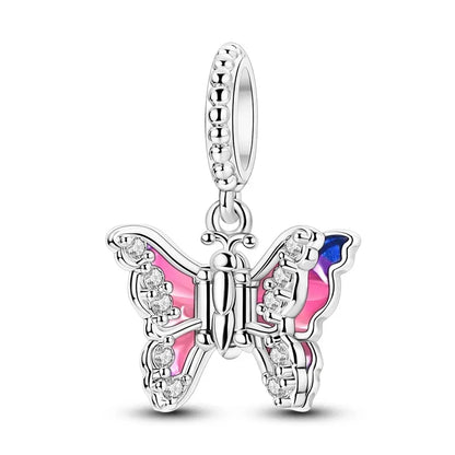 925 Sterling Silver Little Bear Butterfly Flower Fish Charms Beads for DIY Jewelry and Gift Bracelets
