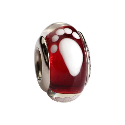 925 Sterling Silver Murano Glass Footprint Charm Colorful Zircon Bead for Women DIY Necklace and Bracelet Jewelry