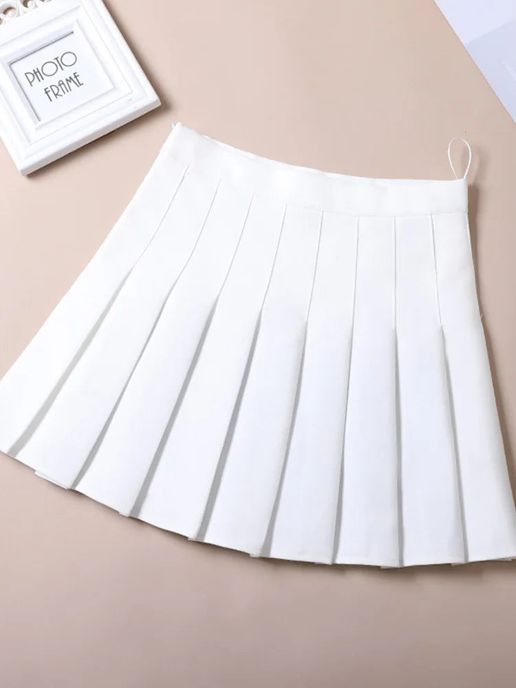 Brown High Waist Pleated Mini Skirt Harajuku Korean Style