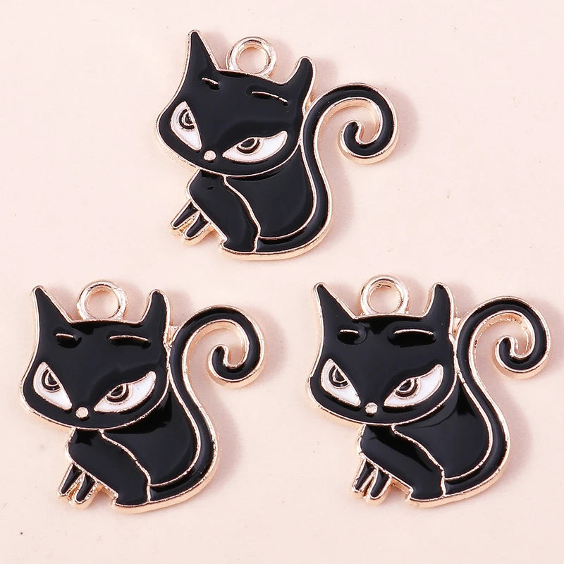 10 Pieces Mixed Cute Animal Charms Enamel Butterfly Cow Snail Cat Rabbit Deer Pendants for DIY Jewelry Making
