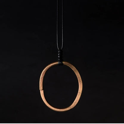 Vintage Unisex Copper Pendant Necklace with Adjustable Rope Chain