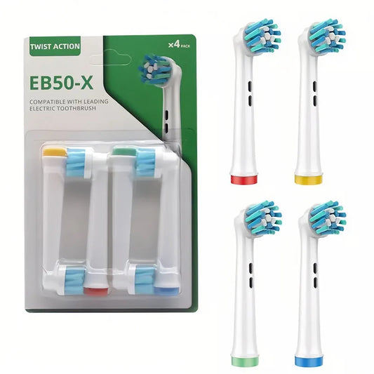 4pcs EB50 Cross Action Replacement Brush Heads For Oral B