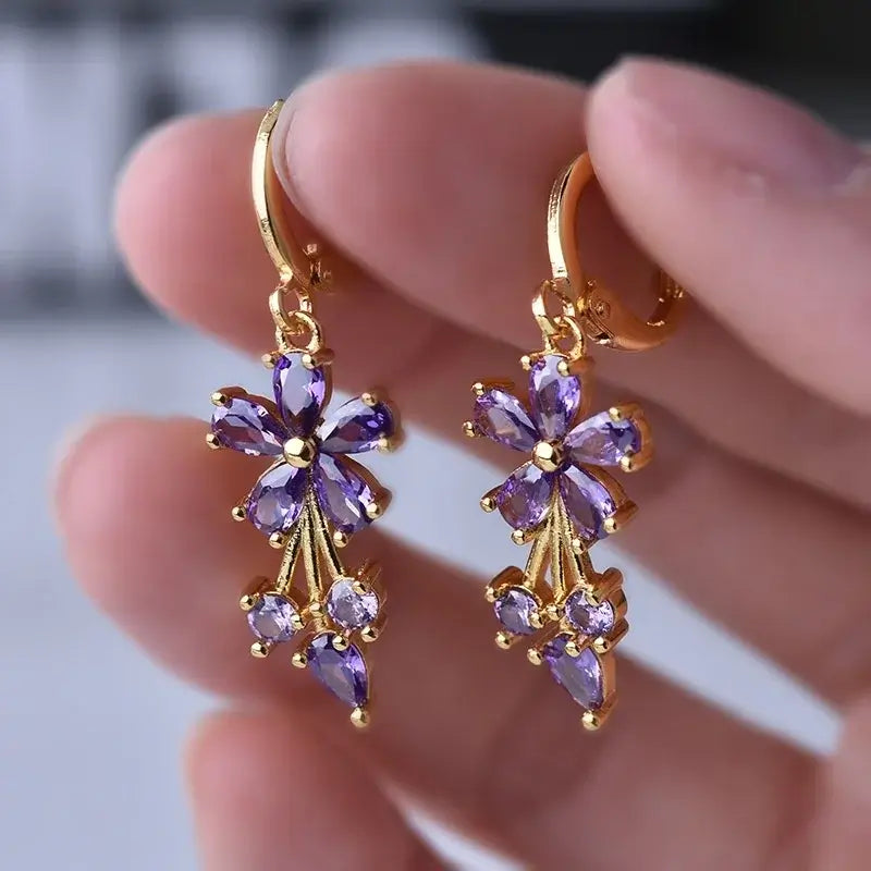 Classic Trend Earrings Gold Color Filled Zircon Dangle Jewelry E797-2