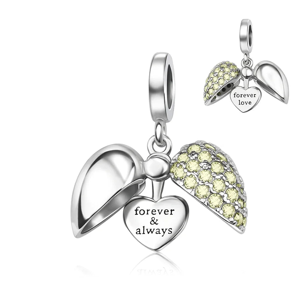 925 Sterling Silver Colorful Heart Charm Pendant for Women DIY Bracelets and Necklaces Fine Jewelry