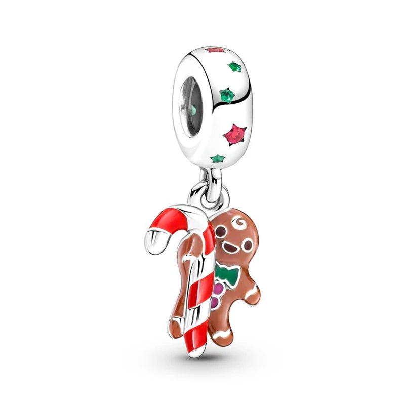 DIY Christmas Charm Bracelet with Santa Reindeer Snowman Tree Train Beads in Silver 925 YY0141