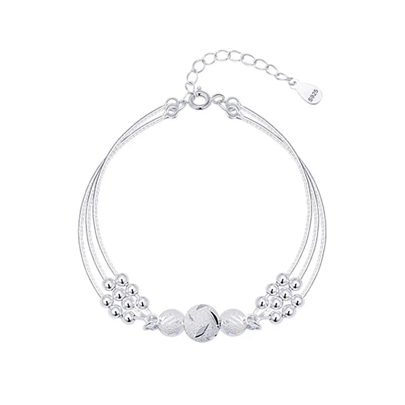 Elegant 925 Sterling Silver Zircon Charm Bracelet for Women Bohemian Fashion Jewelry Gift