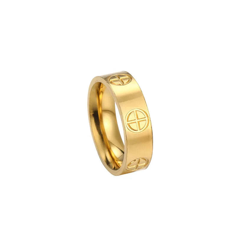 Luxurious Gold Stainless Steel Cross Rings for Couples – Timeless Wedding Jewelry Gift