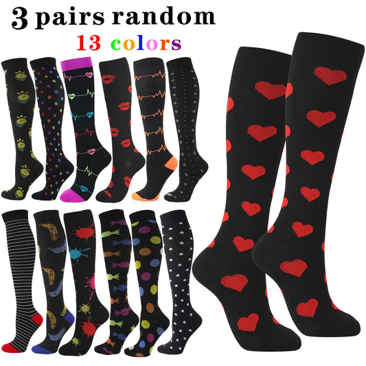 3 Pairs Compression Socks For Women Long Support Nurses
