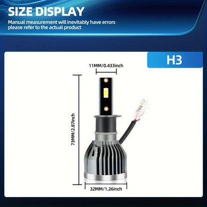4pcs H3 H8 H9 H11 LED Headlight Bulbs for Polaris Slingshot 2015 to 2019 High Low Beam 6000K White Plug and Play 12 to 24 Volt
