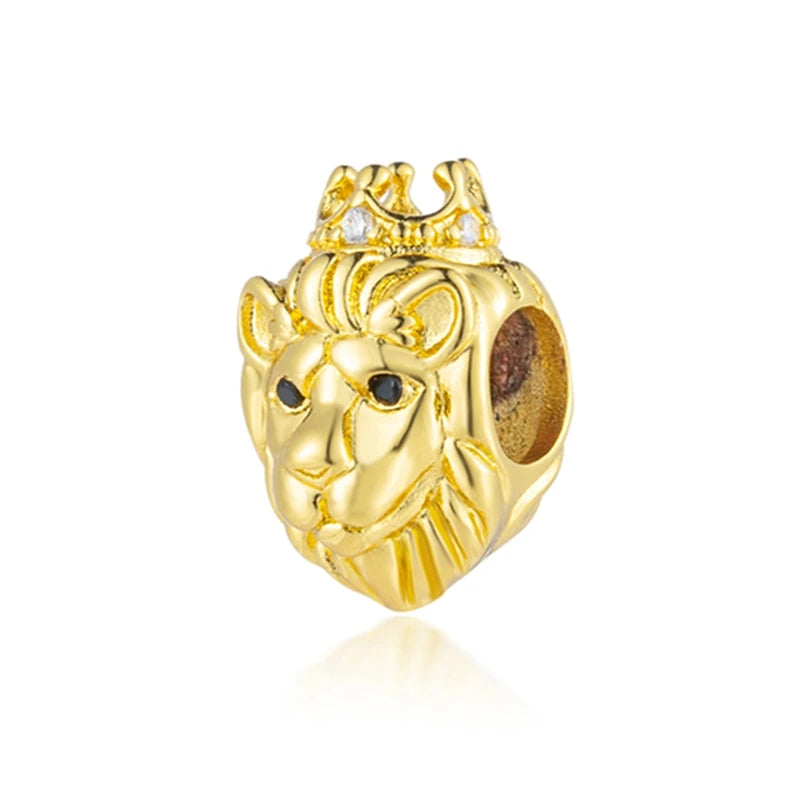 Golden Dragon Double Heart Dangle Charm Bead For 925 Bracelet