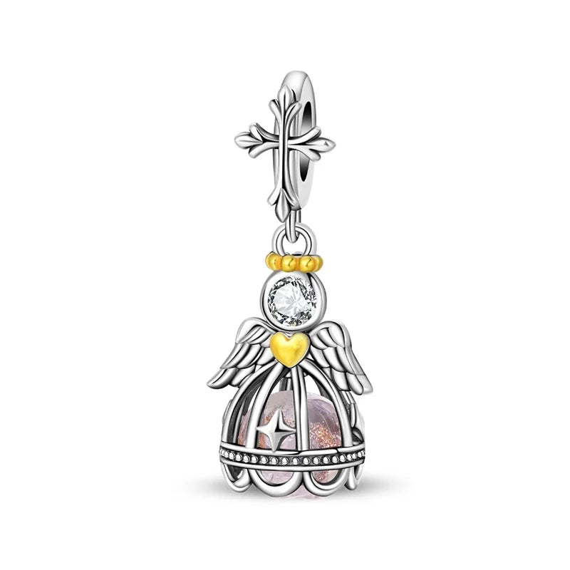 Sterling Silver 925 Angel Wing Heart Bird Charms for Bracelets and Necklaces Women's Fine DIY Jewelry Gifts