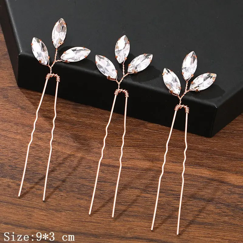 Elegant Pearl Rhinestone Flower Hair Pins for Women Wedding Accessories