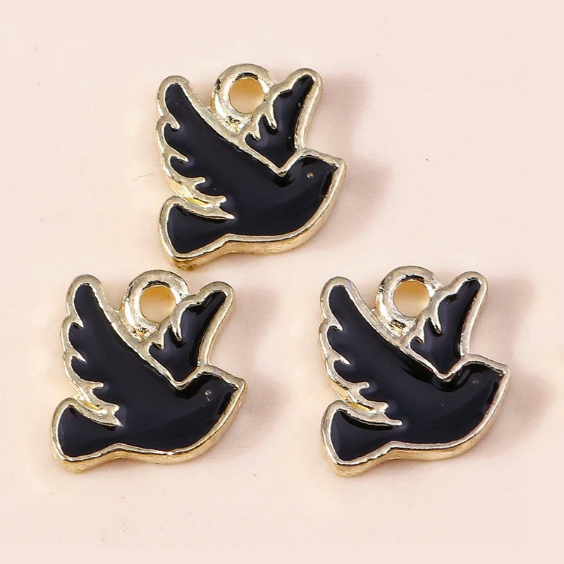 10 Pieces Mixed Cute Animal Charms Enamel Butterfly Cow Snail Cat Rabbit Deer Pendants for DIY Jewelry Making