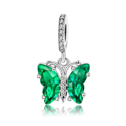 Green Monstera Leaf Charm 925 Sterling Silver Dangle Bracelet Jewelry for Women DUT284-5