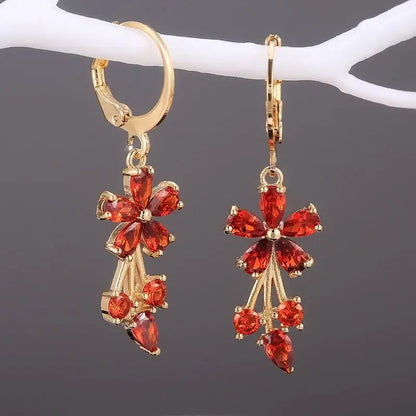Classic Trend Earrings Gold Color Filled Zircon Dangle Jewelry E797-5
