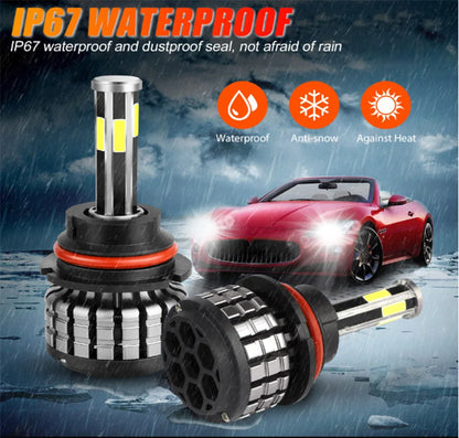 2PCS 6-Side 360 Degree 3D LED Car Headlights 3000K 6000K 8000K Multi-Fit H1 H3 H4 H7 H11 9004 9005 9006 HB3 HB4 880 Auto Fog Lights