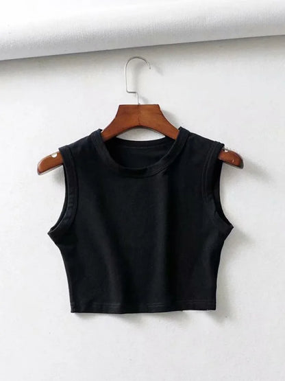 Summer Vintage White Crop Tops Women Biker Punk Sexy Tank