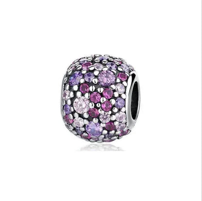 925 Sterling Silver Heart Blooming Rose Full Diamond Zircon Charms Pendant Beads for Bracelets and Necklaces