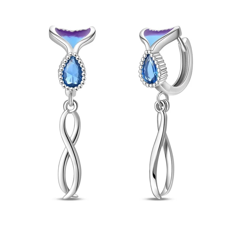 925 Sterling Silver Colorful Butterfly Heart Flower Starfish Bow Geometry Stud Earrings for Women Gift Jewelry Accessories