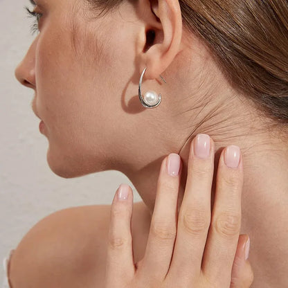 Elegant 925 Sterling Silver Pearl Drop Earrings for Women Versatile Fashion Jewelry 65754