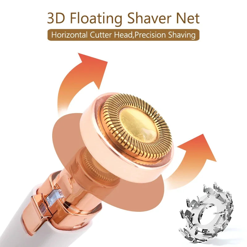 Portable 2 IN 1 Electric Epilator Eyebrow Trimmer Rechargeable Mini Painless Razor Shave Shaver