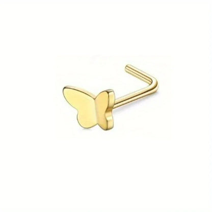 Bobisty Surgical Steel L Shaped Nose Ring Set Hypoallergenic Fashion Jewelry for Men and Women