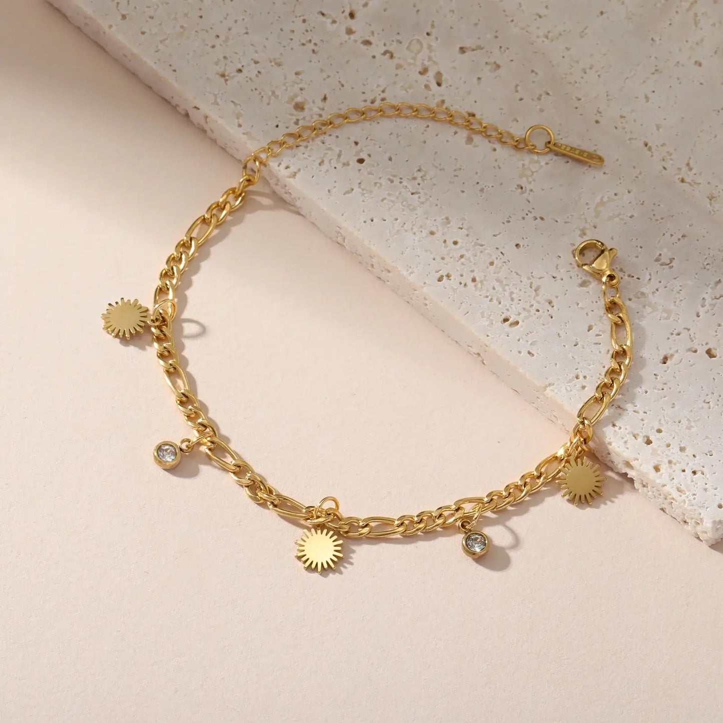 Skyrim Sun Zircon Charm Bracelet for Women - Stainless Steel Fashion Jewelry
