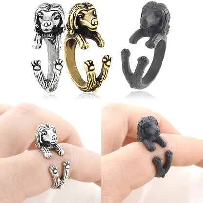 Vintage Labrador Retriever Wrap Ring Adjustable Fashion Jewelry for Women and Men