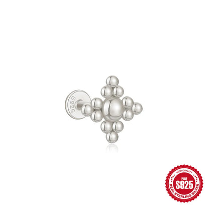 Canner 925 Sterling Silver Tassel Chain Star Mini Zircon Flat Piercing Stud Earrings for Women and Girls