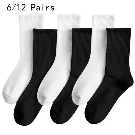 6/12 Pairs Middle Tube Socks For Men Casual Harajuku Fashion